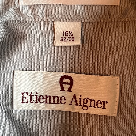 Etienne Aigner Mens Sz 16.5 32-33 Gray Button Down Long Sleeve Shirt - Picture 2 of 6